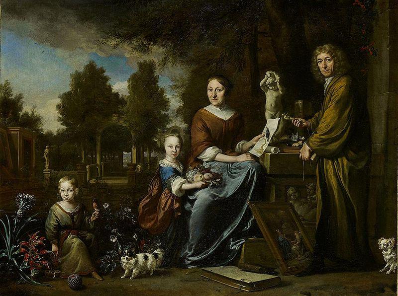 Jan Weenix Agneta Block and her family at their summer home Vijverhof with her cultivated pineapple oil painting image